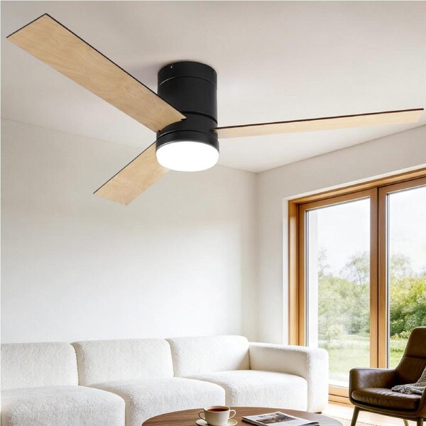 Devanti 52'' Ceiling Fan Double-sided 3 Blades DC Motor w/Light w/Remote Light Wood and bLack