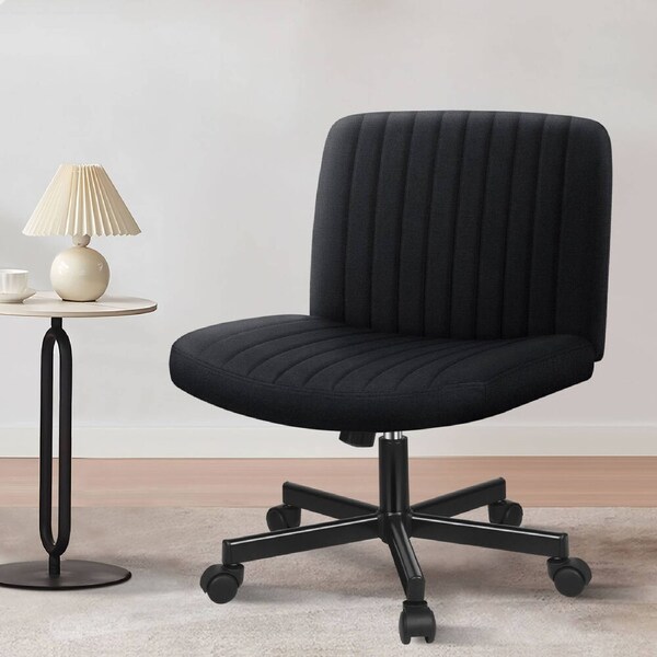 ALFORDSON Office Desk Chair Computer Armless Wide Seat Mid Back Fabric Black