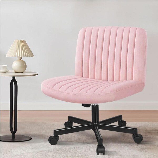 ALFORDSON Office Desk Chair Computer Armless Wide Seat Mid Back Velvet Pink
