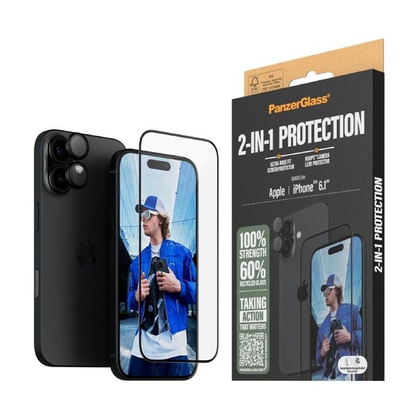 Panzer 2-in-1 Bundle Screen Protector + Phone Case - iPhone 16