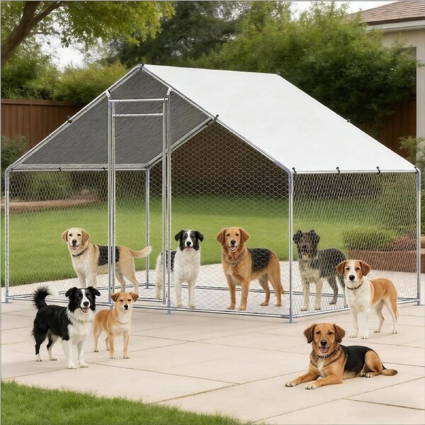Advwin Dog Crate Kennel Large House Pet Run Cage Puppy Outdoor Enclosure With Roof