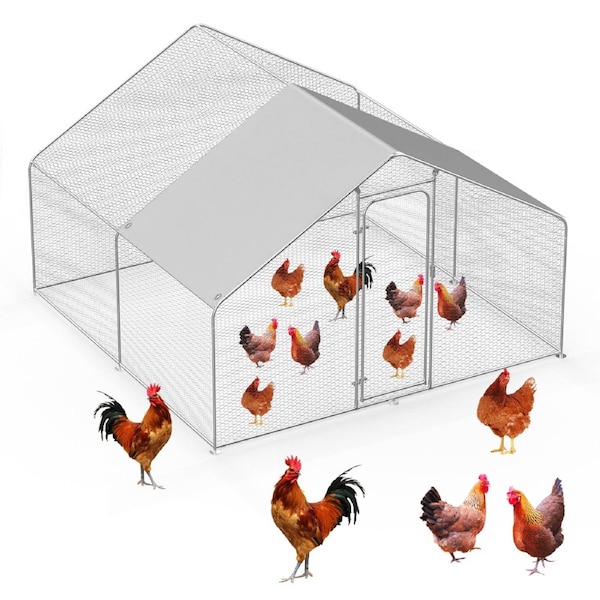 Advwin Extra Large Outdoor Metal Chicken Coop Small Animal Habitat Cage