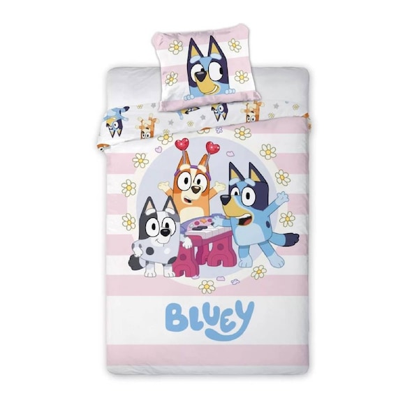 Bluey Joyful Kids Cotton Quilt Cover Set - Toddler Bed Size