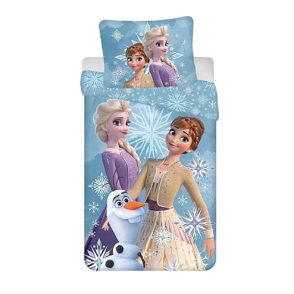 Disney Frozen White Snowflake Cotton Quilt Cover Set - Toddler Bed