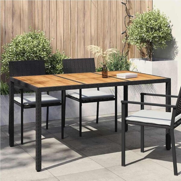Garden Table Black 150 x 90 x 75 cm Poly Rattan vidaXL