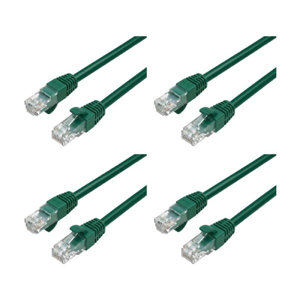 4PK Cruxtec RC6-003-DG CAT6 UTP 10GbE Ethernet Cable Dark Green 15m
