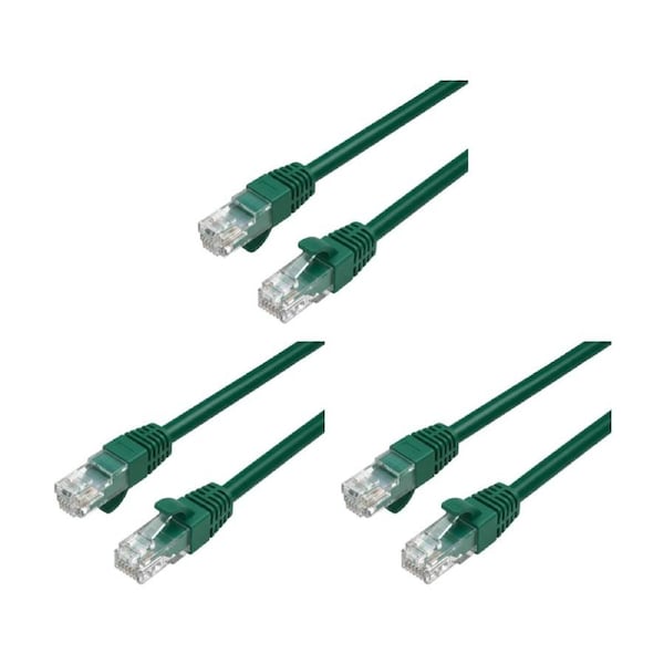 3PK Cruxtec RC6-003-DG CAT6 UTP 10GbE Ethernet Cable Dark Green 5m