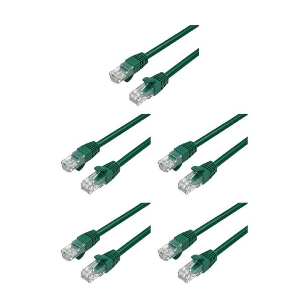 5PK Cruxtec RC6-003-DG CAT6 UTP 10GbE Ethernet Cable Dark Green 3m