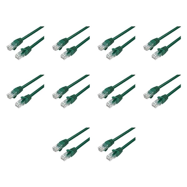 10PK Cruxtec RC6-003-DG CAT6 UTP 10GbE Ethernet Cable Dark Green 30cm