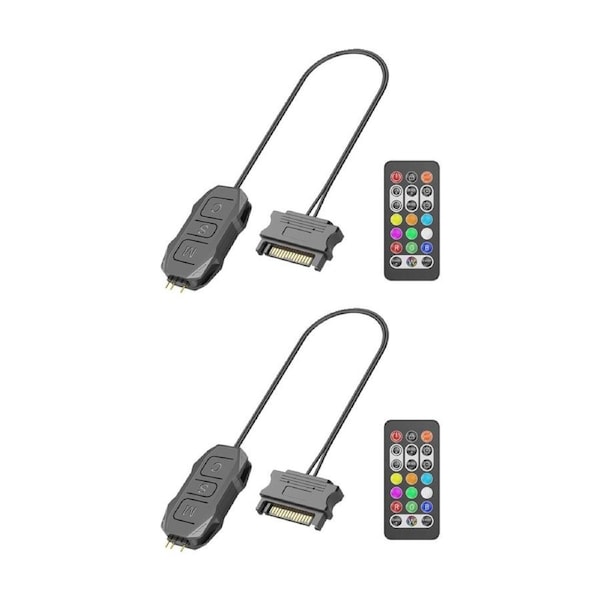 2PK Cruxtec SK1 ARGB Controller SATA 15-Pin Male to 5V 3-Pin W/ Remote