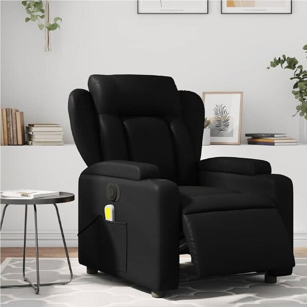 Electric Massage Recliner Chair Black Faux Leather vidaXL
