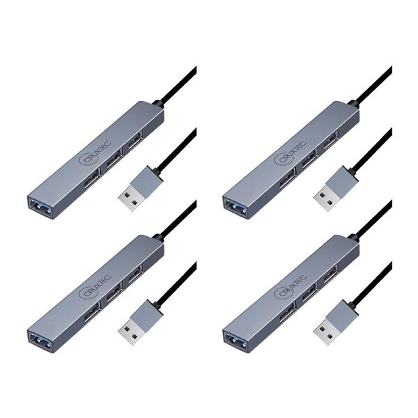 4PK Cruxtec Mini High Speed USB-A 3.0 Ultra-Slim HUB MU3-H4-SG 4 Ports