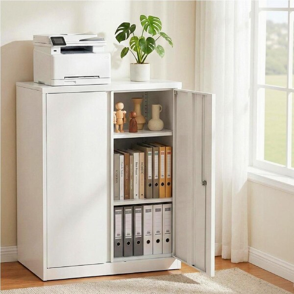 Artiss Steel Locker Cabinet Filing Mental Storage 3-Point Lock Adjustable Shelves White
