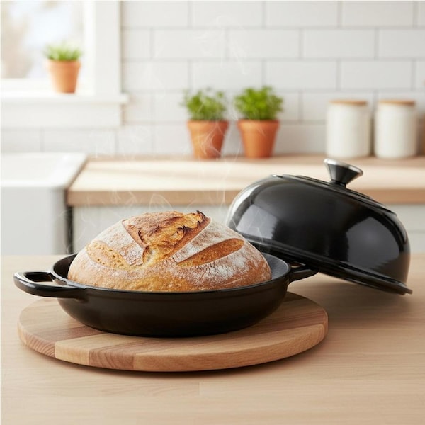 Toque Enamelled Cast Iron Dutch Oven Pot Sourdough Bread Baking Kitchen 24cm