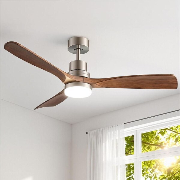 Devanti 52" Ceiling Fan with Light Remote Control Smart App Timber Blades DC Motor