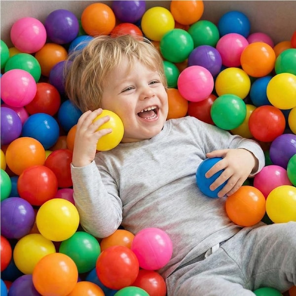 PlayPals 300 Pcs Ball Pit Balls Rainbow Colorful Plastic Ocean Balls w/ Storage Bag