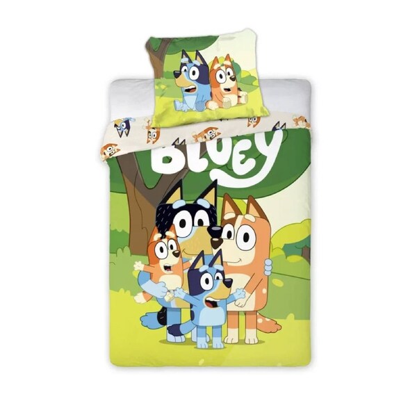 Bluey Family Time Kids Cotton Quilt Cover Set - Toddler Bed Size