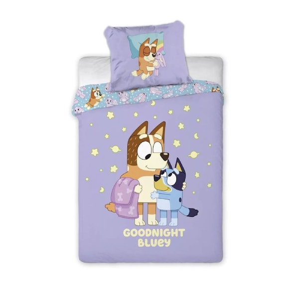 Bluey Goodnight Kids Cotton Quilt Cover Set - Toddler Bed Size