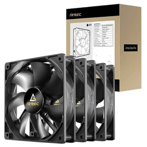 Antec N12 3PK 120mm DC fans, hydraulic bearing, 1200RPM, 42.58CFM, 1.11mmH O
