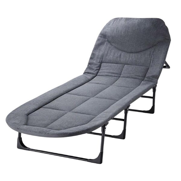 Folding Bed Cot Camping Lounger Sleeping Adjustable 6-Position Reclining Foldable Portable Outdoor Home Office Napping Temporary Guest Room 190x66cm