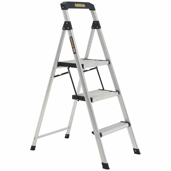 Gorilla Three Step Household Ladder with Tool Tray 120kg Domestic
