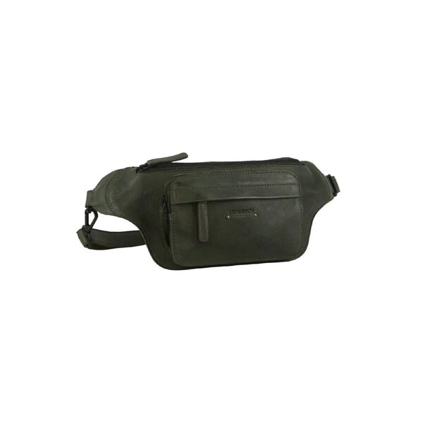 Pierre Cardin Mens Bum Bag Waist Pack Leather Travel Money Phone - Dark Green