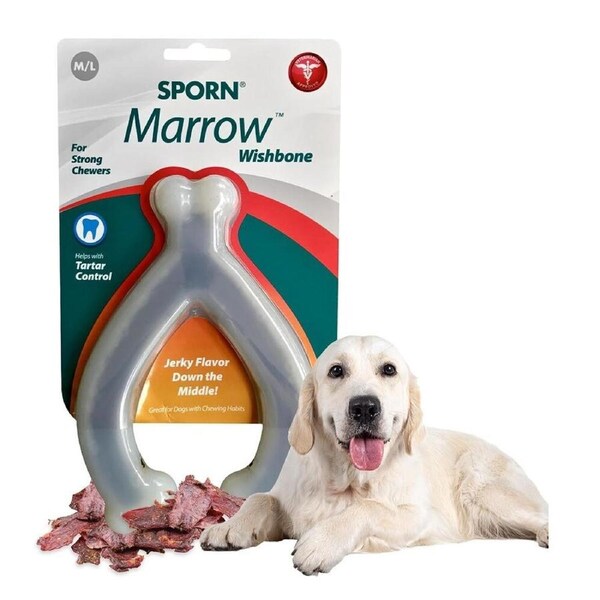 5 x SPORN&nbsp;Jerky Flavour Marrow Wishbone Dog's Toy - Up to 46lbs - Medium /Large