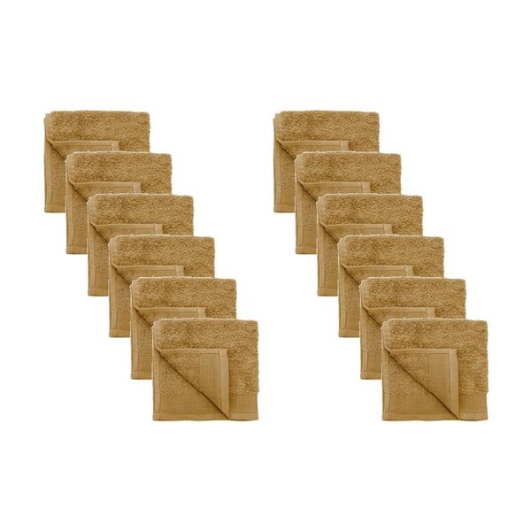 12PK Bambury Elvire 600gsm Soft Absorbent Cotton Face Washer 33x33cm Brown
