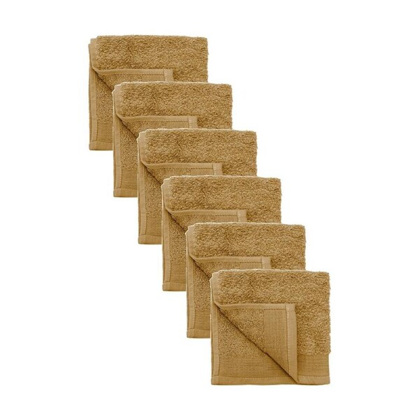6PK Bambury Elvire 600gsm Soft Absorbent Cotton Face Washer 33x33cm Brown