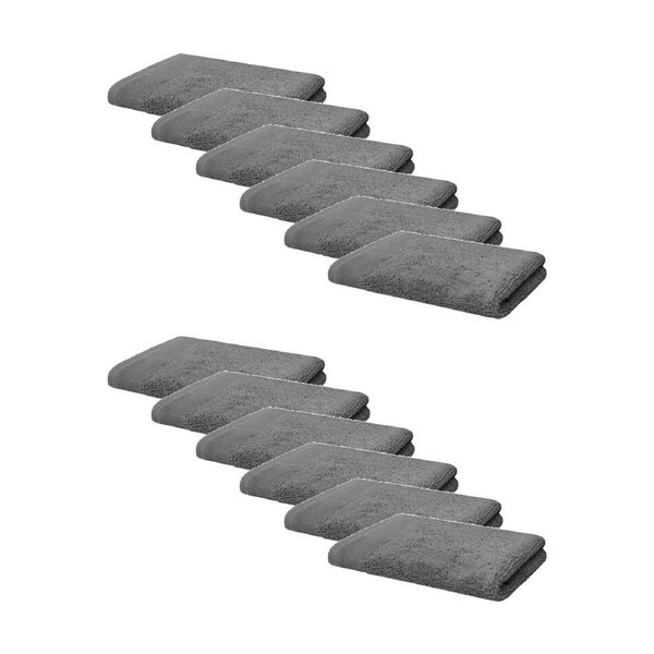 12PK Bambury Elvire 600gsm Soft Absorbent Cotton Face Washer 33x33cm Grey