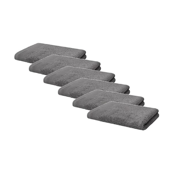 6PK Bambury Elvire 600gsm Soft Absorbent Cotton Face Washer 33x33cm Grey