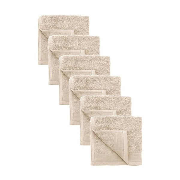 6PK Bambury Elvire 600gsm Soft Absorbent Cotton Face Washer 33x33cm Neutrals