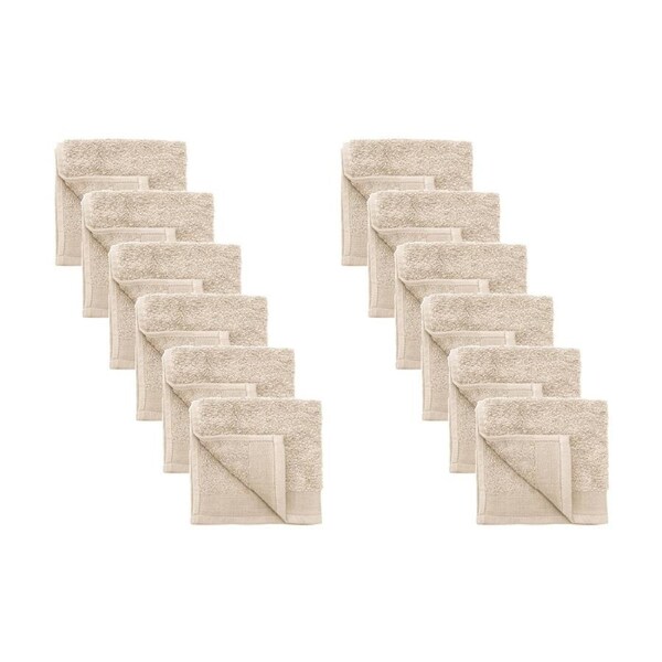 12PK Bambury Elvire 600gsm Soft Absorbent Cotton Face Washer 33x33cm Neutrals
