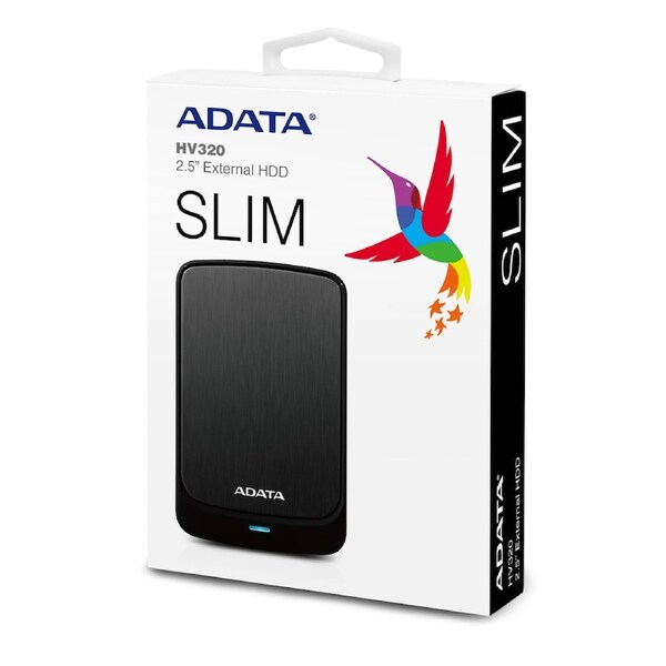 2TB ADATA HV320 EXTERNAL HDD (SLIM BLACK)2TB/BLACK/USB 3.2 GEN1/5Gbps/SLIM