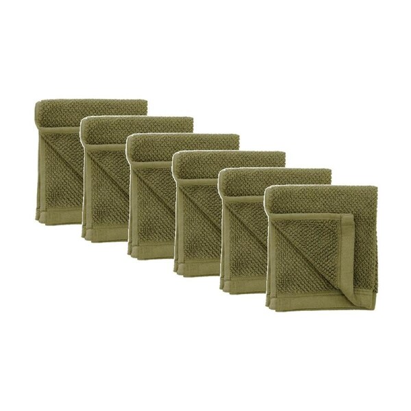 6PK Bambury Angove 600gsm Soft Absorbent Cotton Face Washer 33x33cm Green