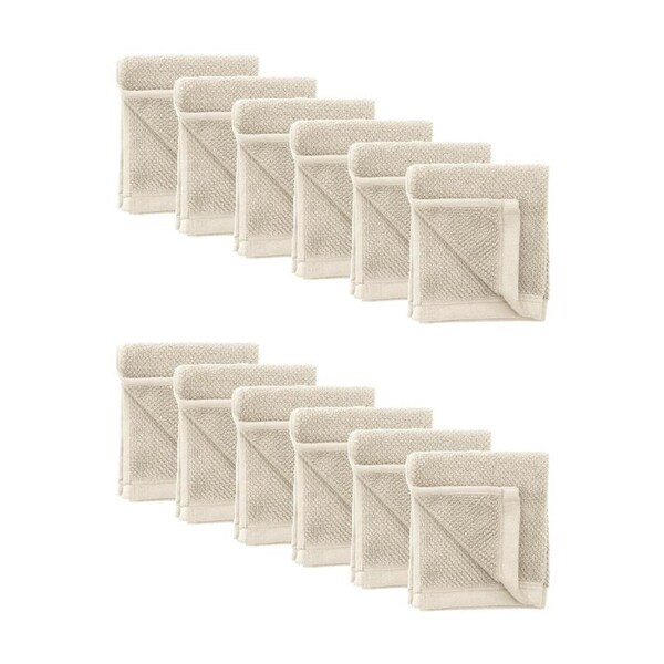 12PK Bambury Angove 600gsm Soft Absorbent Cotton Face Washer 33x33cm Neutrals