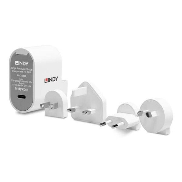 Lindy 18W USB-C PD Charger w/Multi Plugs