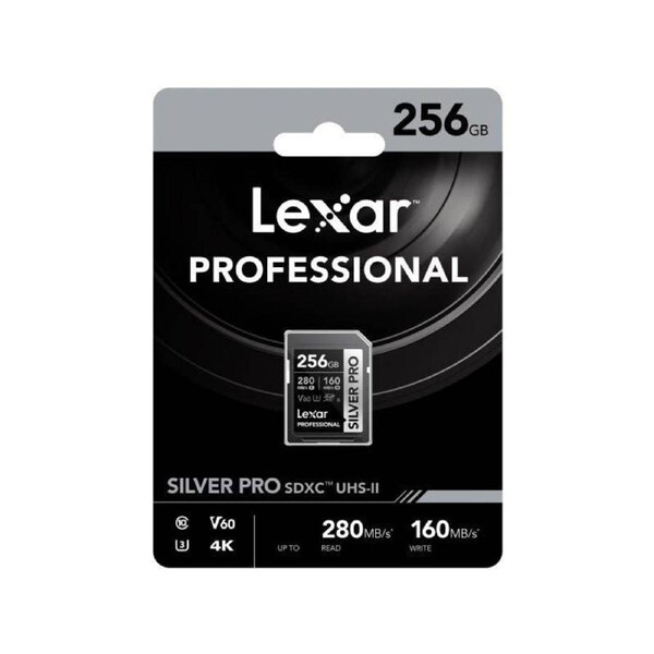 Lexar Pro 256GB 280Mbs SDXC Silver PRO Card V60 UHS-II