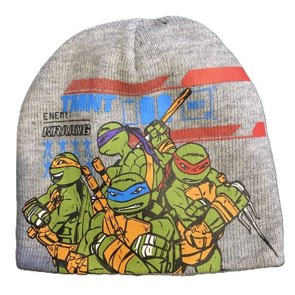 Nickelodeon Teenage Mutant Ninja Turtle kids Grey Winter Beanie Hat and Gloves Set 54cm