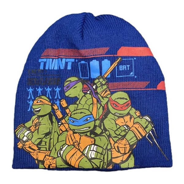 Nickelodeon Teenage Mutant Ninja Turtle kids Blue Winter Beanie Hat and Gloves Set 54cm