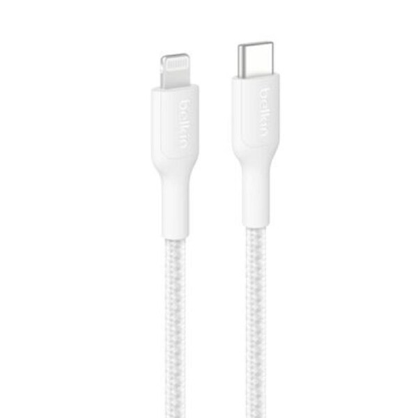 Belkin BoostCharge Pro Braided USB-C to Lightning Cable - 1M - White - White [CAA022FQ1MWH]