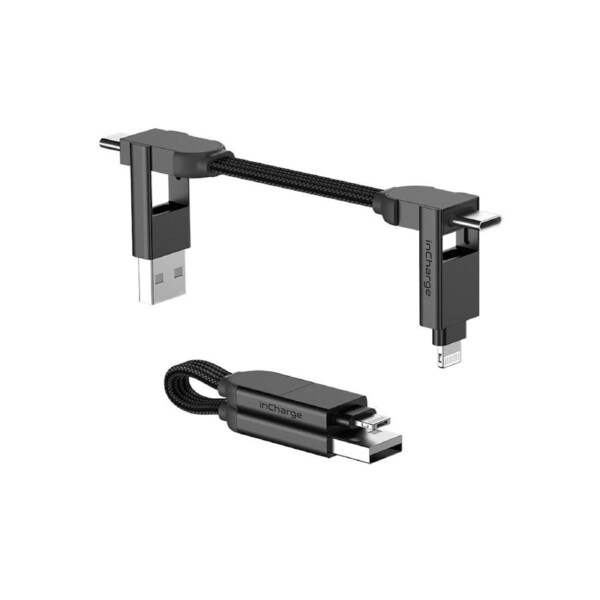 Rolling Square inCharge X - 100W 6 in 1 Keyring Cable - Lava Black - Gunmetal / Black [X01WR]