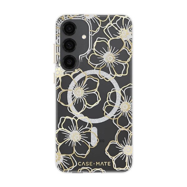 Case-Mate Floral Gems Case - For Samsung Galaxy S25+ - Gold w/ Magnet - Clear/ Gold [CM055924]