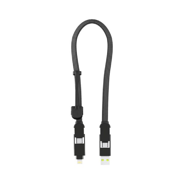 Rolling Square inCharge XL - 100W 6 in 1 Travel Charging Cable - 30cm - Urban Black - Gunmetal Logo [XLS01R]