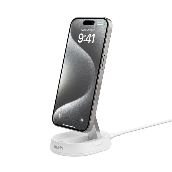 Belkin BoostCharge Pro - Convertible Magnetic Charging Stand with Qi2 - White - White [WIA008AUWH]
