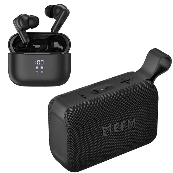 EFM EFM Essential Audio Bundle Duo - With Bluetooth Speaker and TWS Earbuds - Black [ZVFBUNAUDIO2]