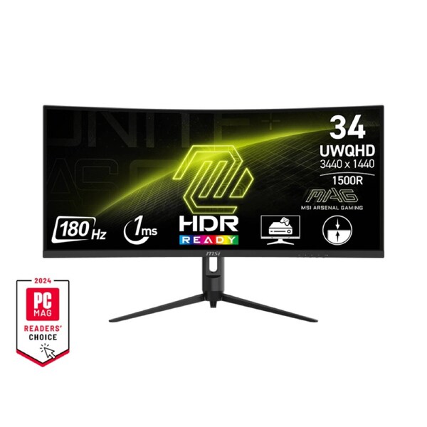 34" MSI MAG 342CQR E2 (UWQHD) GAMING MONITORBLACK/34"/CURVED/1500R/3440x1440/180