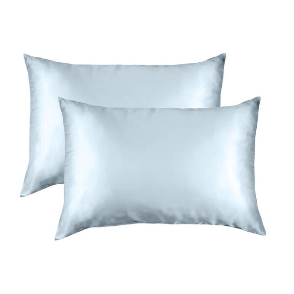 Royal Comfort Mulberry Silk Pillowcase Twin Pack - Soft Blue
