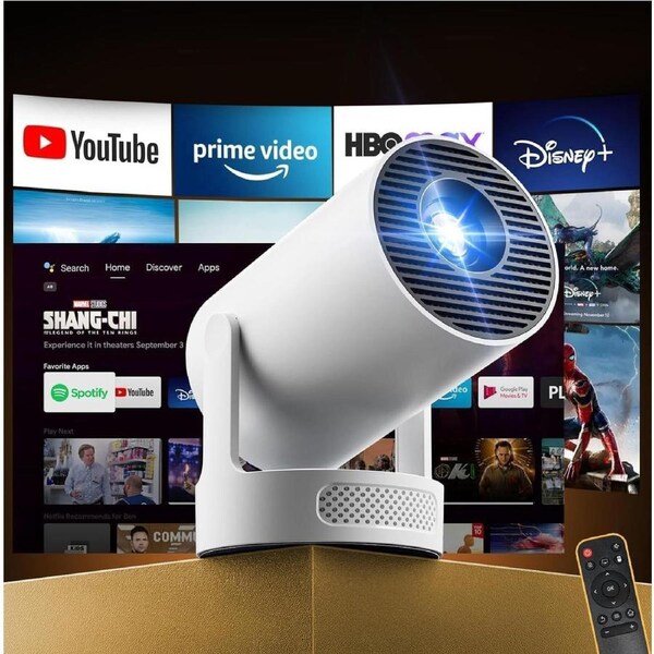 Smart Portable Projector with Built-in Android 13 & WiFi 6, Auto Keystone, 270° Rotatable Stand, 1080P 4K Supported Home Movie Theatre Projector