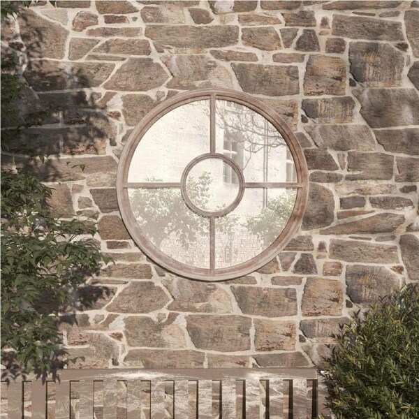 Garden Mirror Sand 60x4 cm Iron Round for Outdoor Use vidaXL